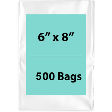6X8 inches Clear Flat Poly Bags 1.25Mil Open Top (LDPE)